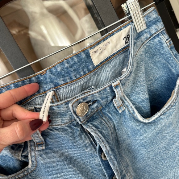 rag & bone maya high rise ankle straight jeans light wash raw hem - Picture 4 of 11